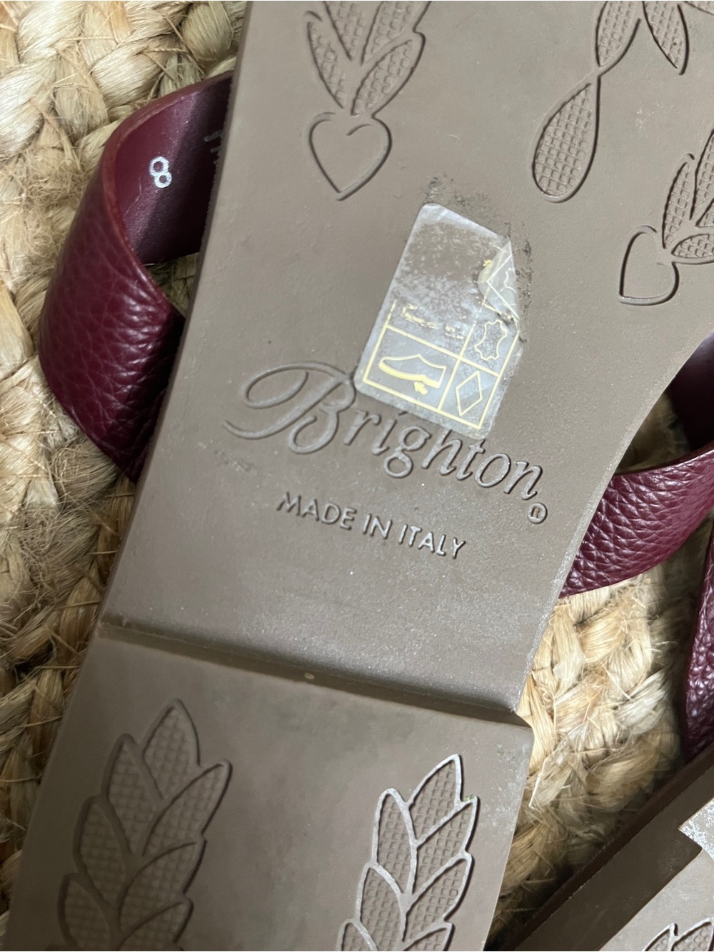 NWT Sz 8 Brighton Maroon Alice Classic Neutrals Leather Sandals Silver Ferrera - Picture 10 of 13